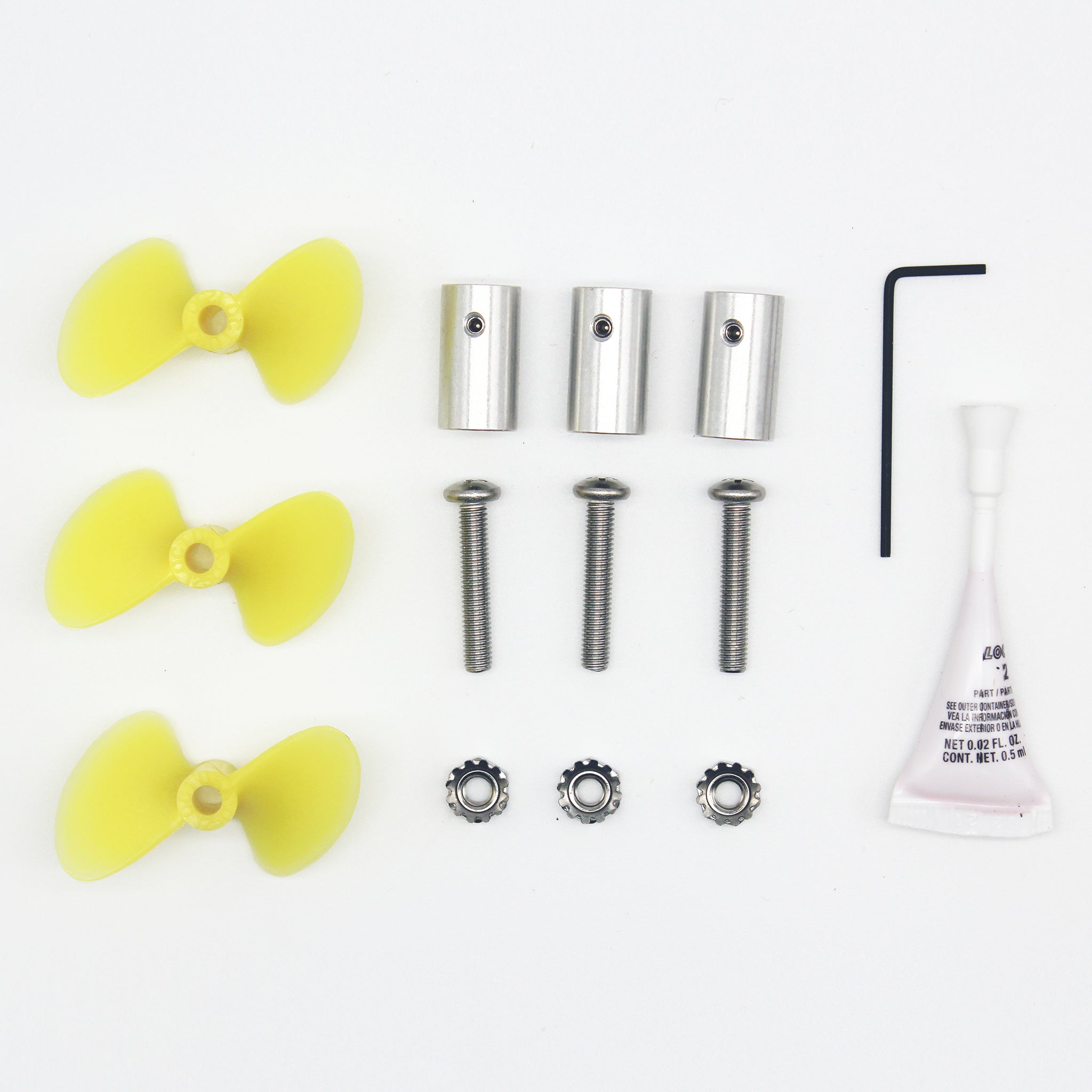 Layout of everything included in the AF/PF Propeller Kit