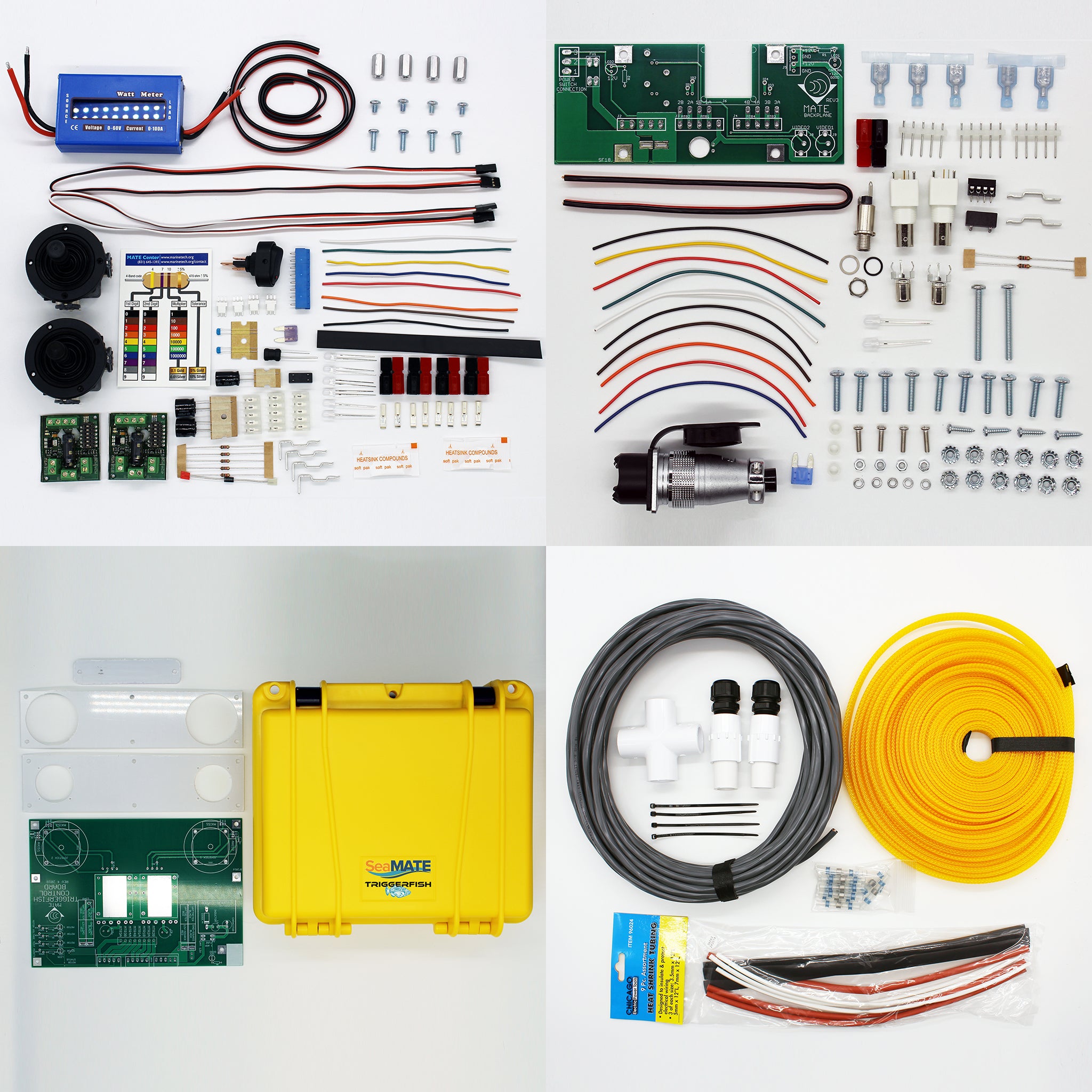 Layout of everything included in the TriggerFish Control Box and TriggerFish/Barracuda Tether Kit