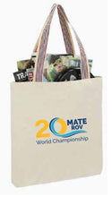 Load image into Gallery viewer, MATE 20th Anniversary Recycled Cotton Tote with Multi-Colored Handles
