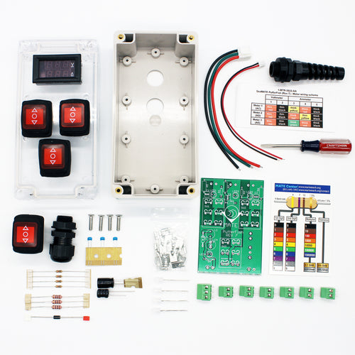 Layout of everything included in the PufferFish Control Box Kit