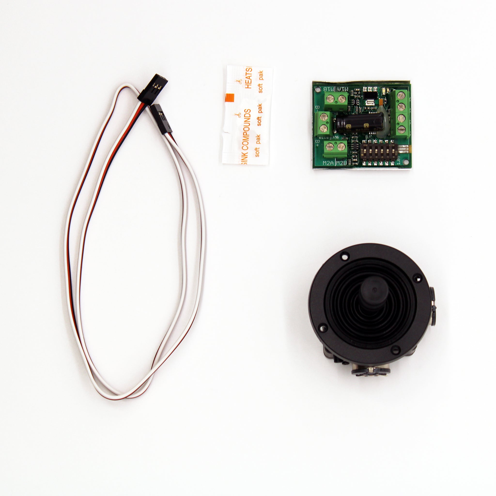 Layout of everything included in the Sabertooth Joystick Replacement Kit