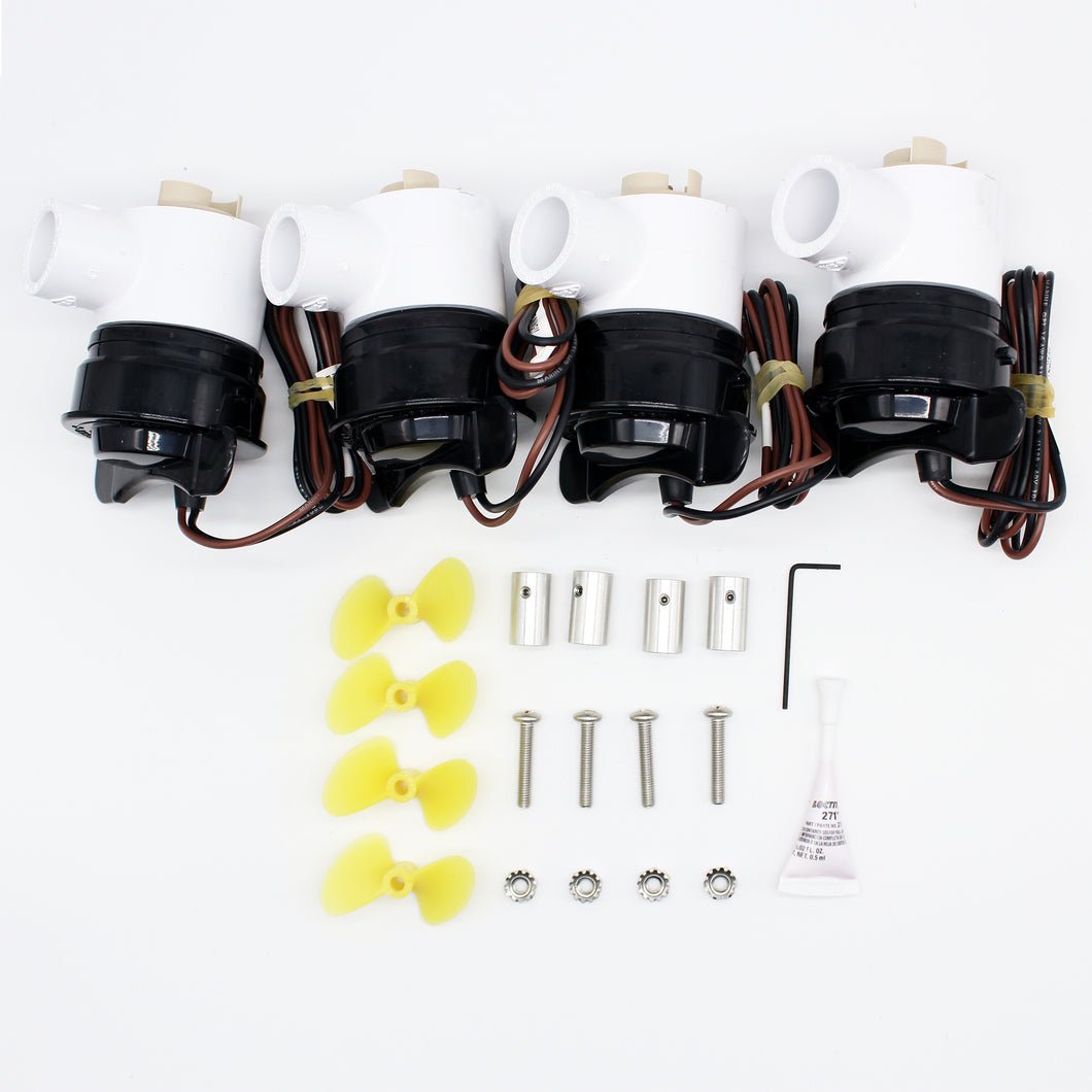 Layout of everything included in the TF/BC Four Motor and Propeller Kit