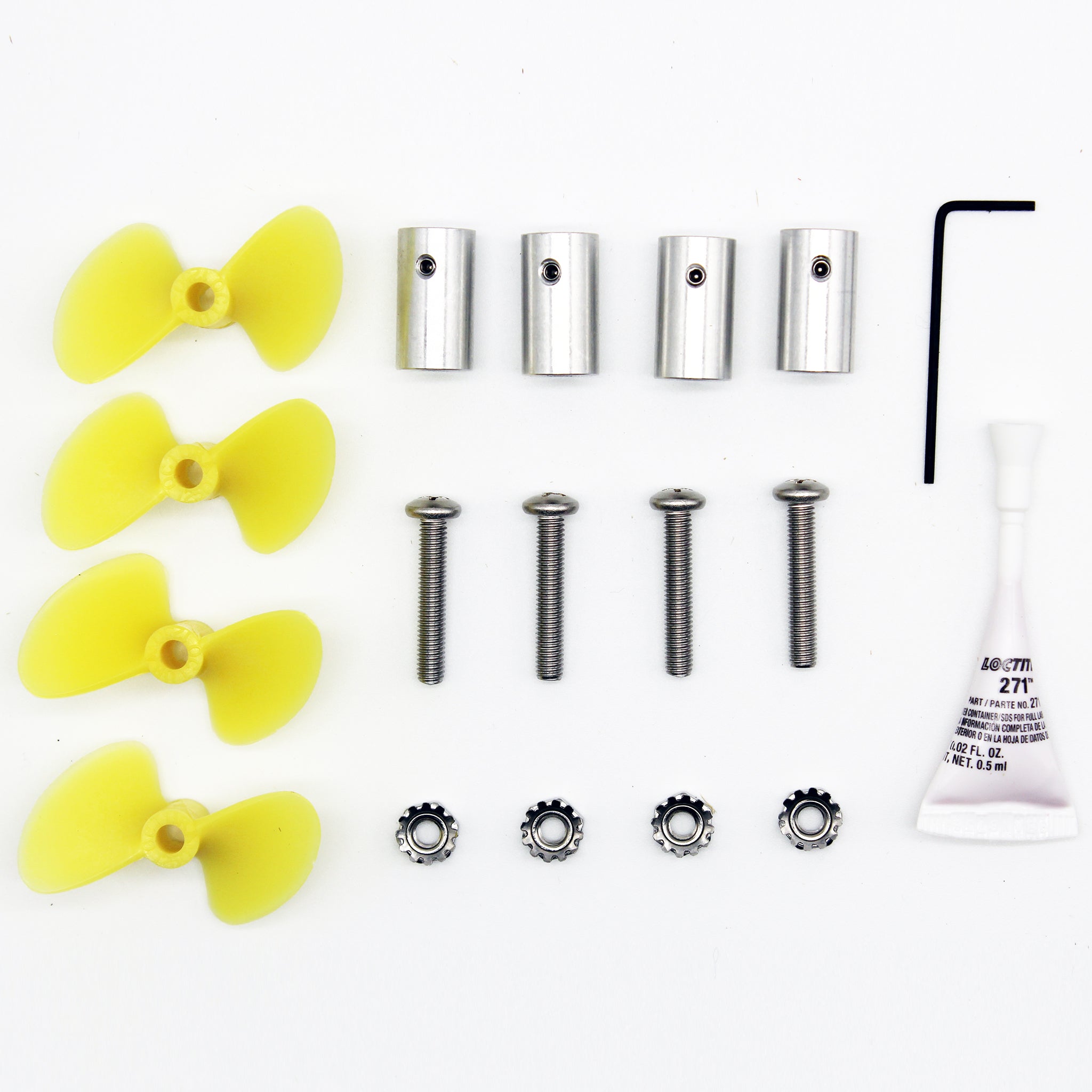 Layout of everything included in the TF/BC Propeller kit
