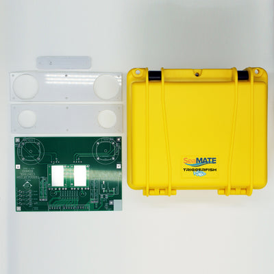 Layout of TriggerFish yellow box, control board, and acrylic mount
